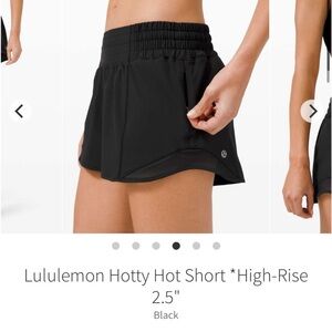 Lululemon Hotty Hot High Rise Shorts 2.5” Inseam Size 2 Black